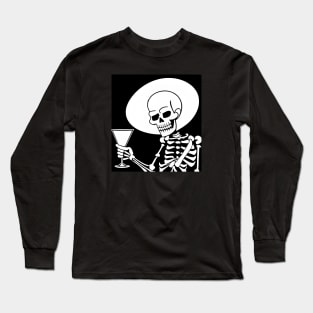 Skeleton with martini cheers cocktail Long Sleeve T-Shirt